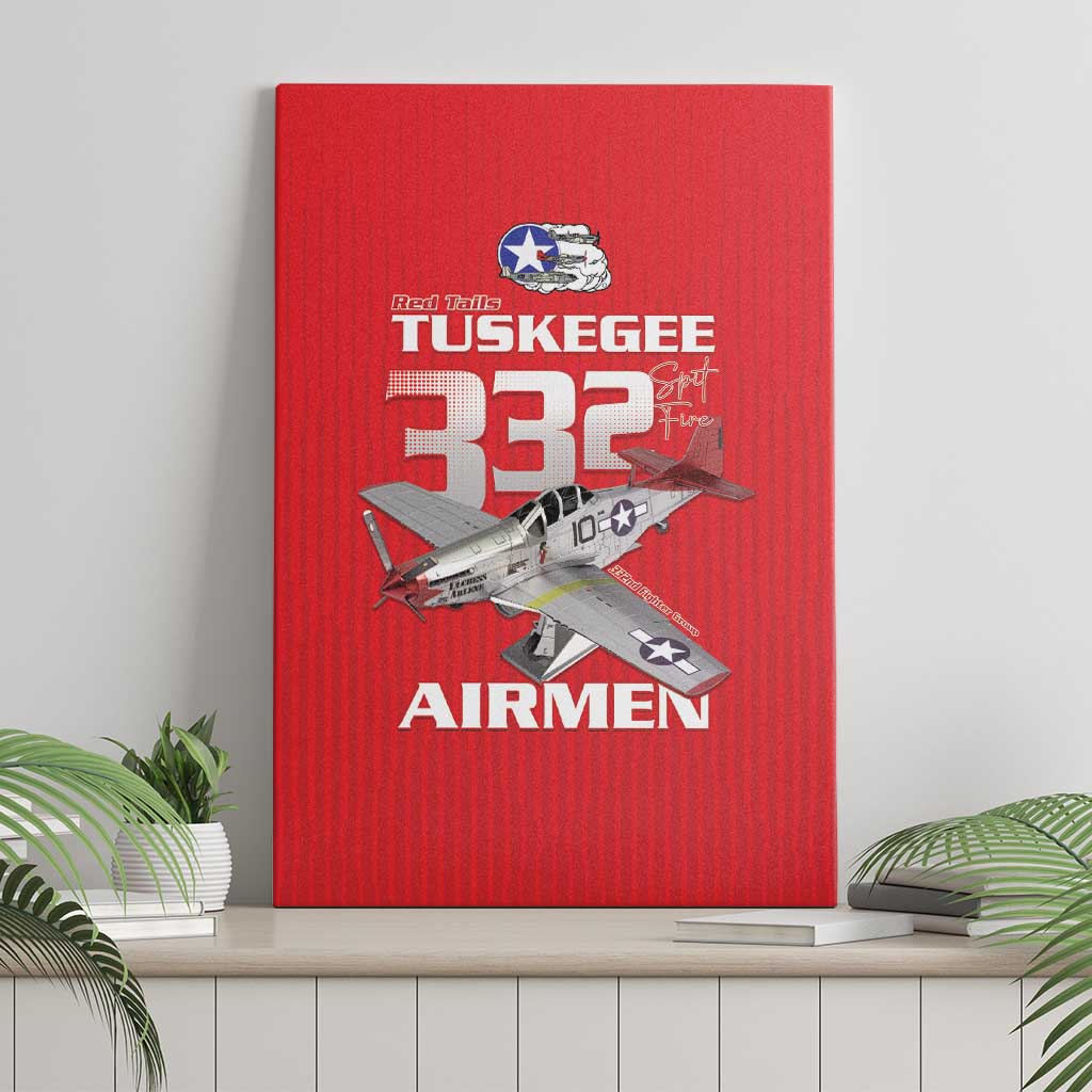 Tuskegee Red Tails Airmen Canvas Wall Art P-51 Mustang 332nd Fighter Group - Red - Wonder Print Shop