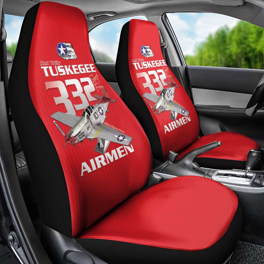 Tuskegee Red Tails Airmen Car Seat Cover P-51 Mustang 332nd Fighter Group - Red - Wonder Print Shop