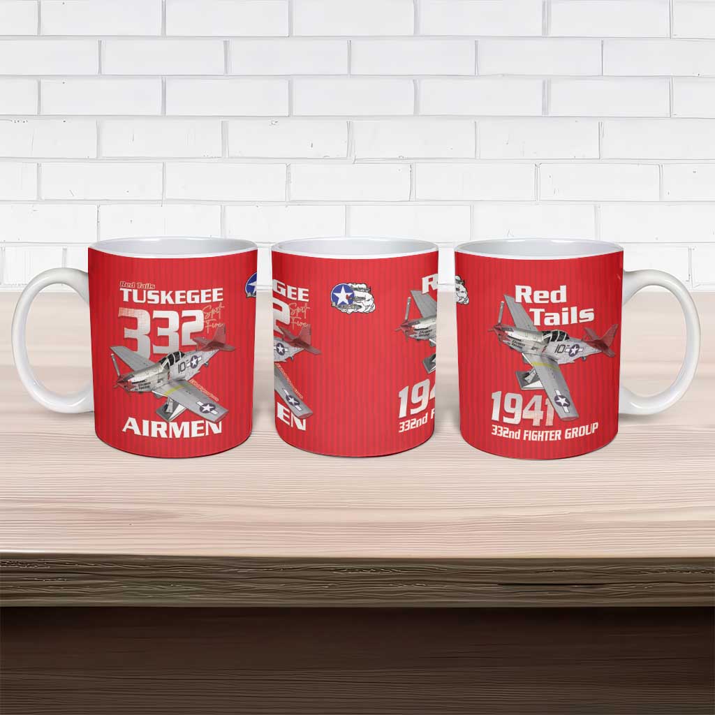 Tuskegee Red Tails Airmen Ceramic Mug P-51 Mustang 332nd Fighter Group - Red - Wonder Print Shop