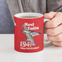 Tuskegee Red Tails Airmen Ceramic Mug P-51 Mustang 332nd Fighter Group - Red - Wonder Print Shop