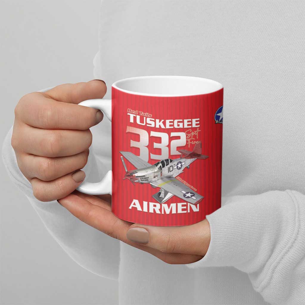 Tuskegee Red Tails Airmen Ceramic Mug P-51 Mustang 332nd Fighter Group - Red - Wonder Print Shop