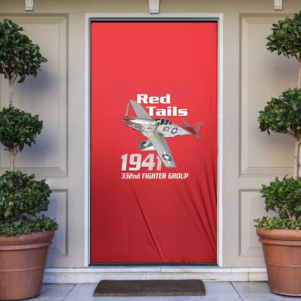 Tuskegee Red Tails Airmen Door Cover P-51 Mustang 332nd Fighter Group - Red - Wonder Print Shop