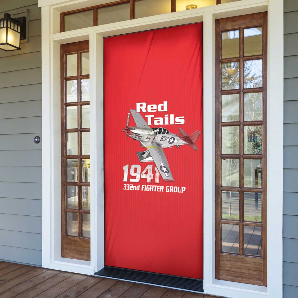 Tuskegee Red Tails Airmen Door Cover P-51 Mustang 332nd Fighter Group - Red - Wonder Print Shop