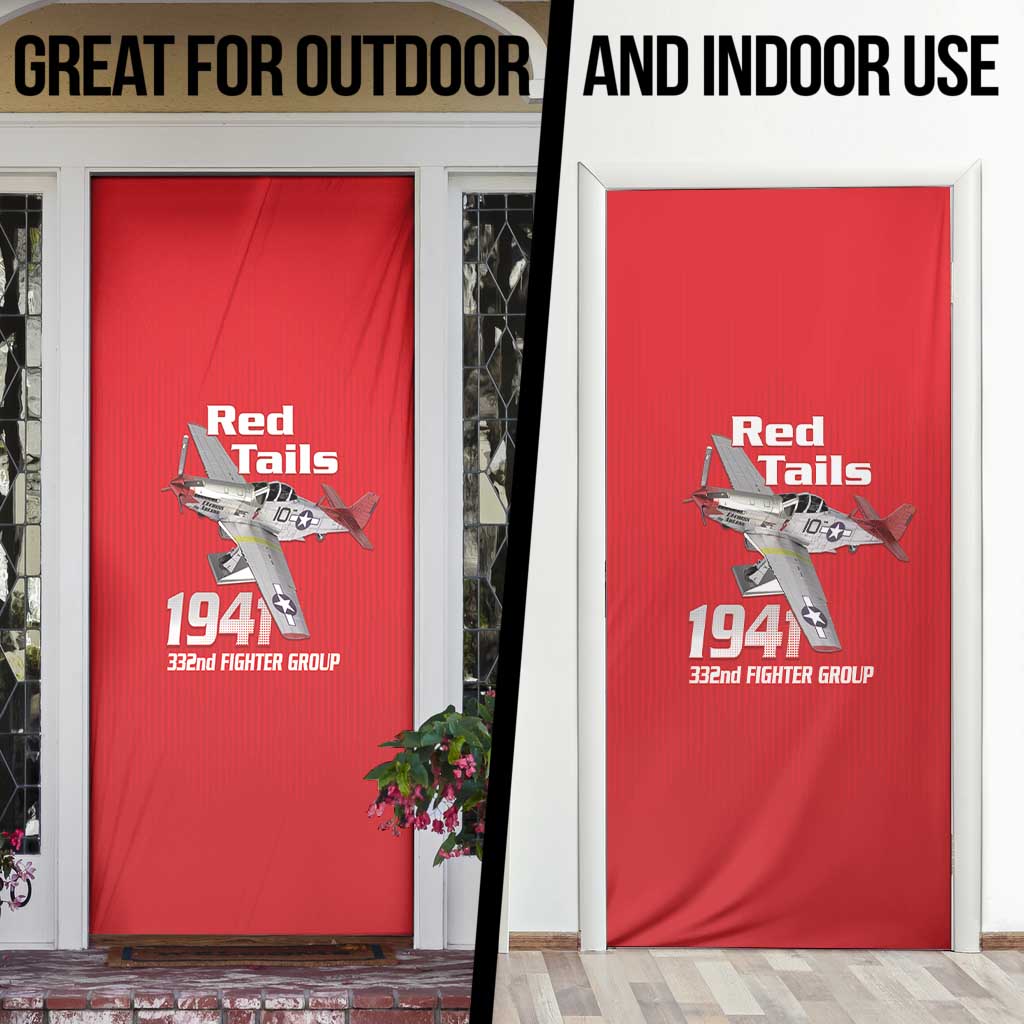 Tuskegee Red Tails Airmen Door Cover P-51 Mustang 332nd Fighter Group - Red - Wonder Print Shop