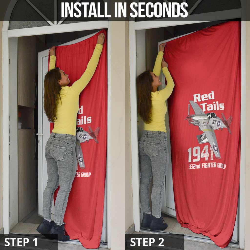 Tuskegee Red Tails Airmen Door Cover P-51 Mustang 332nd Fighter Group - Red - Wonder Print Shop