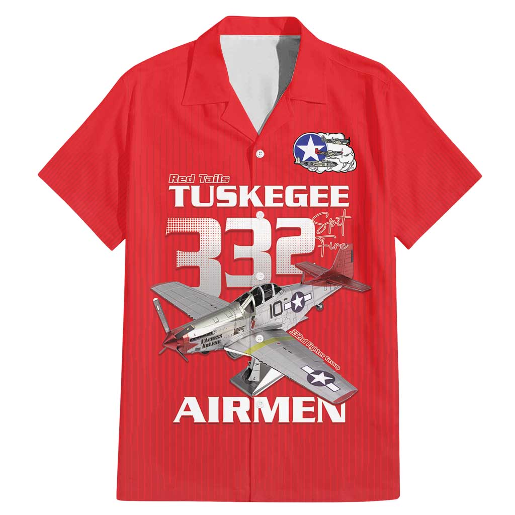 Tuskegee Red Tails Airmen Family Matching Mermaid Dress and Hawaiian Shirt P-51 Mustang 332nd Fighter Group - Red - Wonder Print Shop
