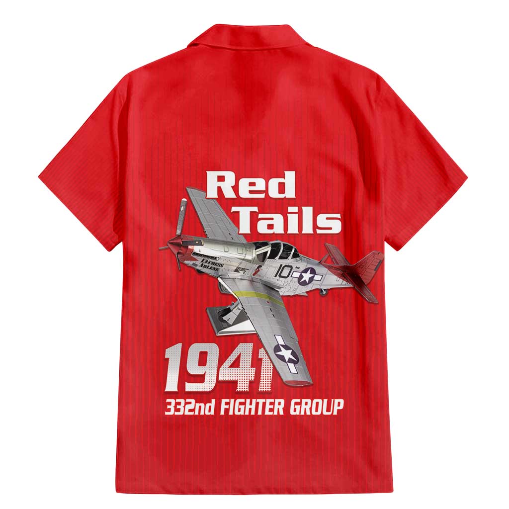 Tuskegee Red Tails Airmen Family Matching Mermaid Dress and Hawaiian Shirt P-51 Mustang 332nd Fighter Group - Red - Wonder Print Shop