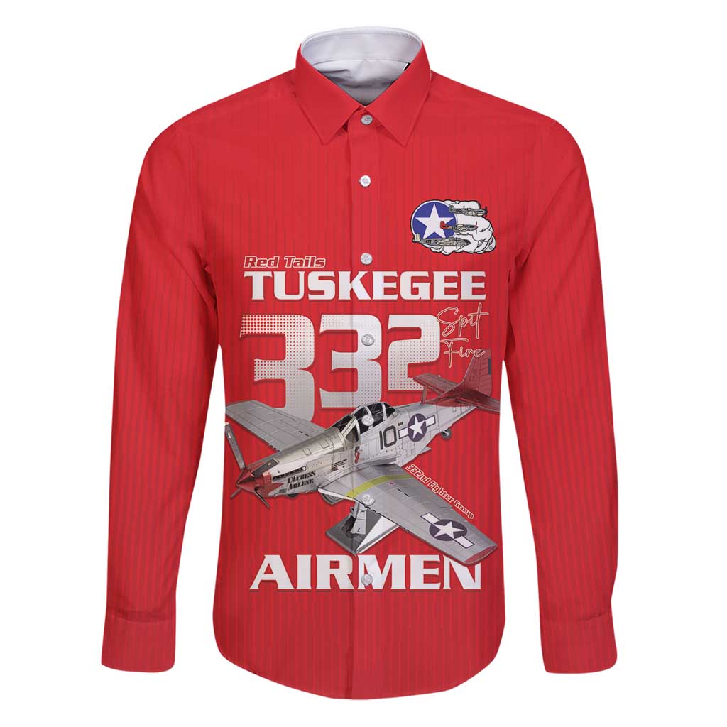Tuskegee Red Tails Airmen Family Matching Puletasi and Hawaiian Shirt P-51 Mustang 332nd Fighter Group - Red - Wonder Print Shop