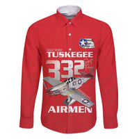 Tuskegee Red Tails Airmen Family Matching Puletasi and Hawaiian Shirt P-51 Mustang 332nd Fighter Group - Red - Wonder Print Shop