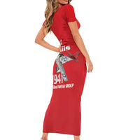 Tuskegee Red Tails Airmen Family Matching Short Sleeve Bodycon Dress and Hawaiian Shirt P-51 Mustang 332nd Fighter Group - Red - Wonder Print Shop