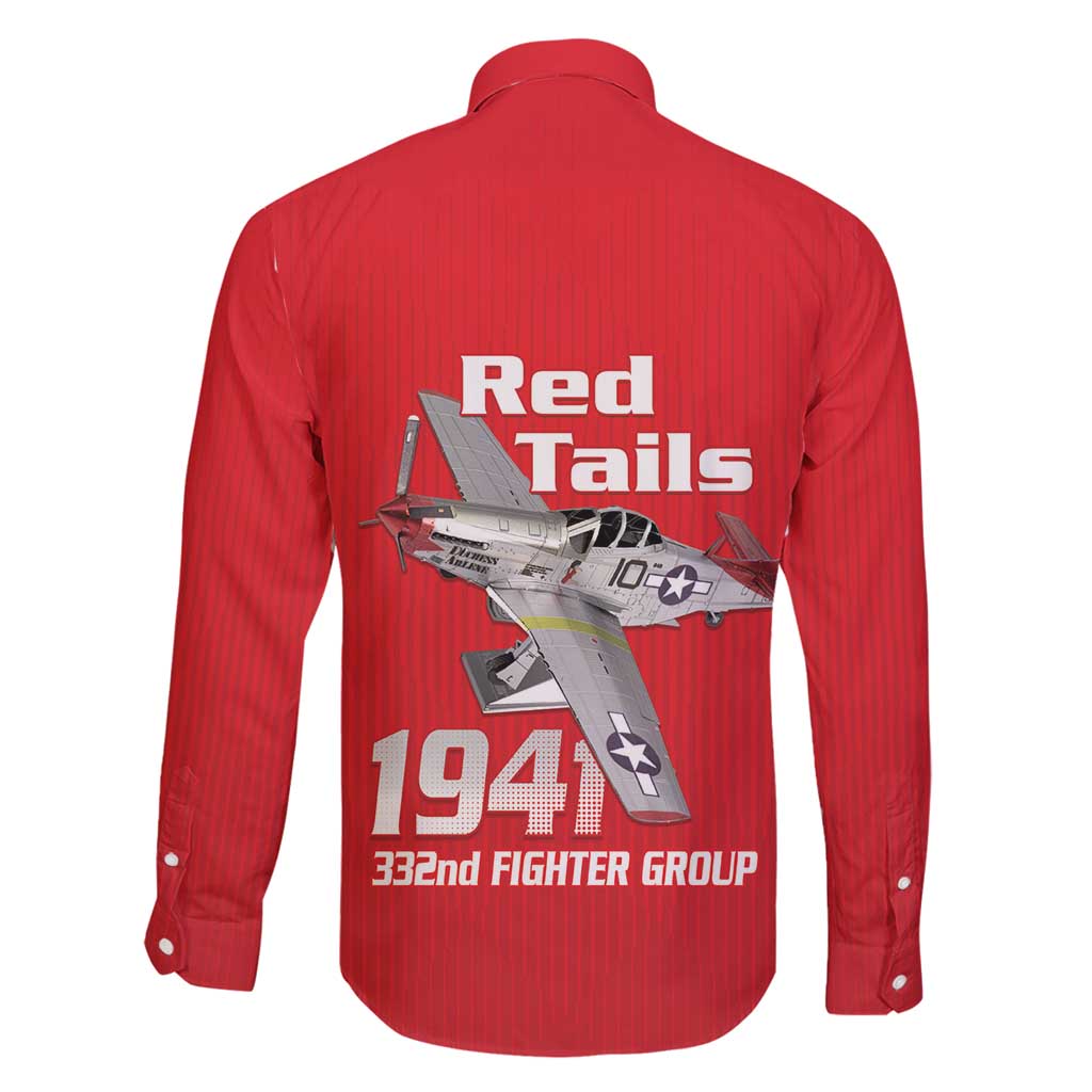 Tuskegee Red Tails Airmen Family Matching Summer Maxi Dress and Hawaiian Shirt P-51 Mustang 332nd Fighter Group - Red - Wonder Print Shop
