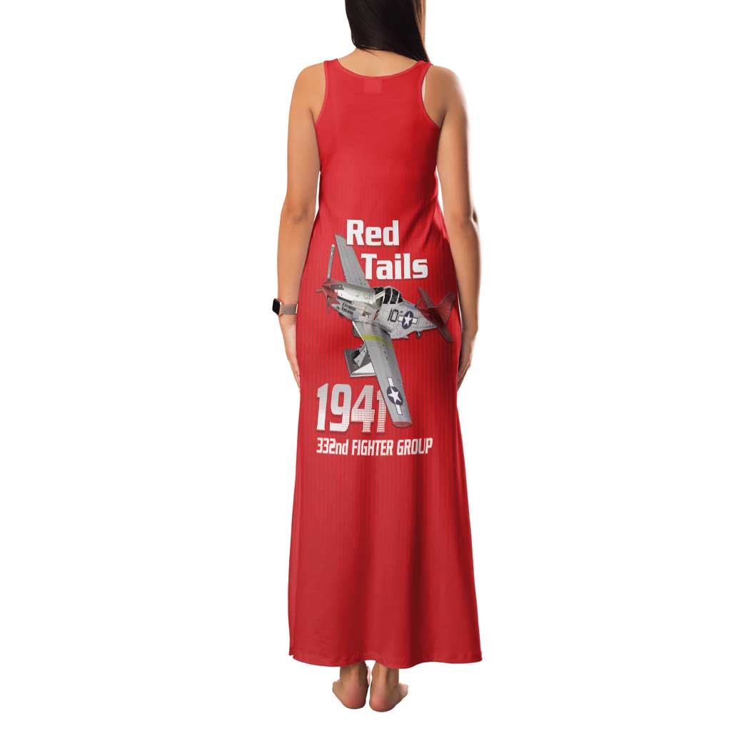 Tuskegee Red Tails Airmen Family Matching Tank Maxi Dress and Hawaiian Shirt P-51 Mustang 332nd Fighter Group - Red - Wonder Print Shop