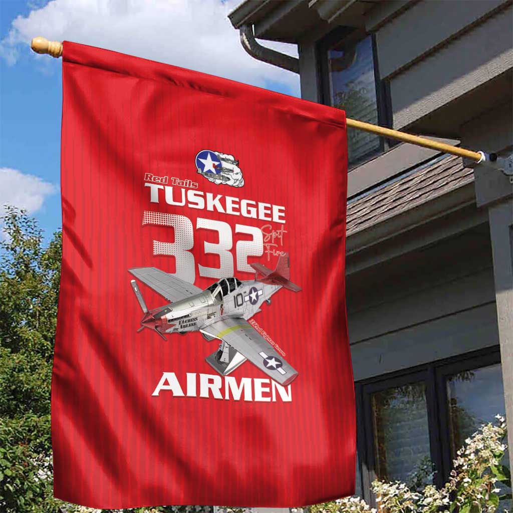 Tuskegee Red Tails Airmen Garden Flag P-51 Mustang 332nd Fighter Group - Red - Wonder Print Shop