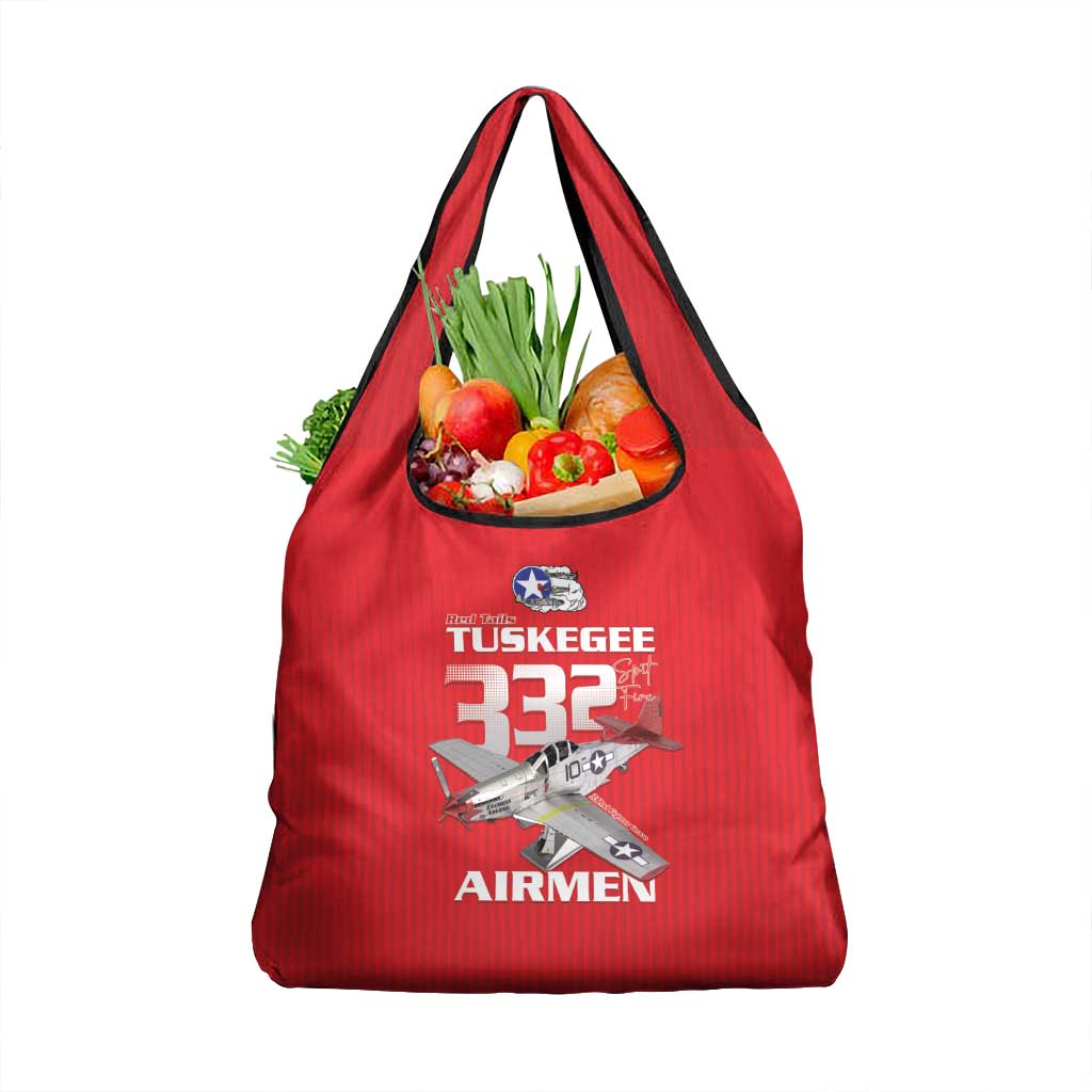 Tuskegee Red Tails Airmen Grocery Bag P-51 Mustang 332nd Fighter Group - Red - Wonder Print Shop