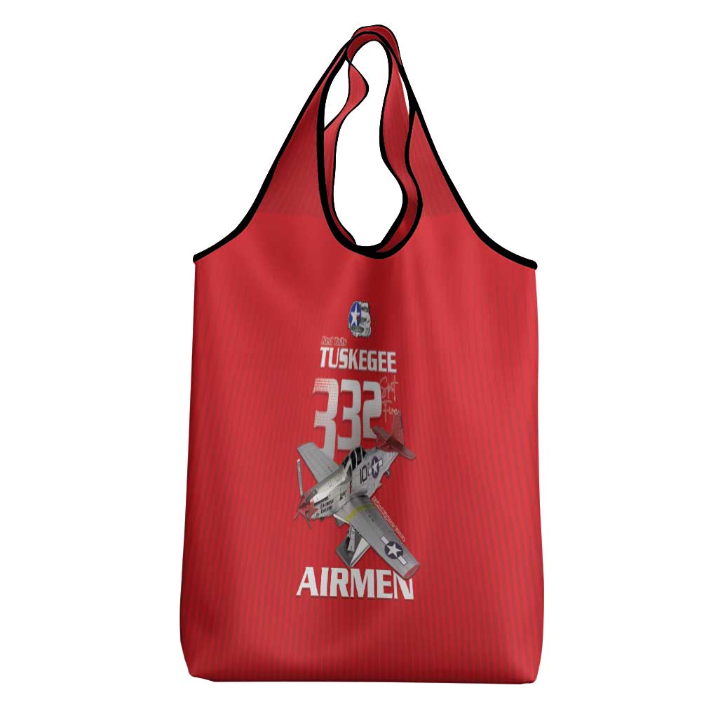 Tuskegee Red Tails Airmen Grocery Bag P-51 Mustang 332nd Fighter Group - Red - Wonder Print Shop