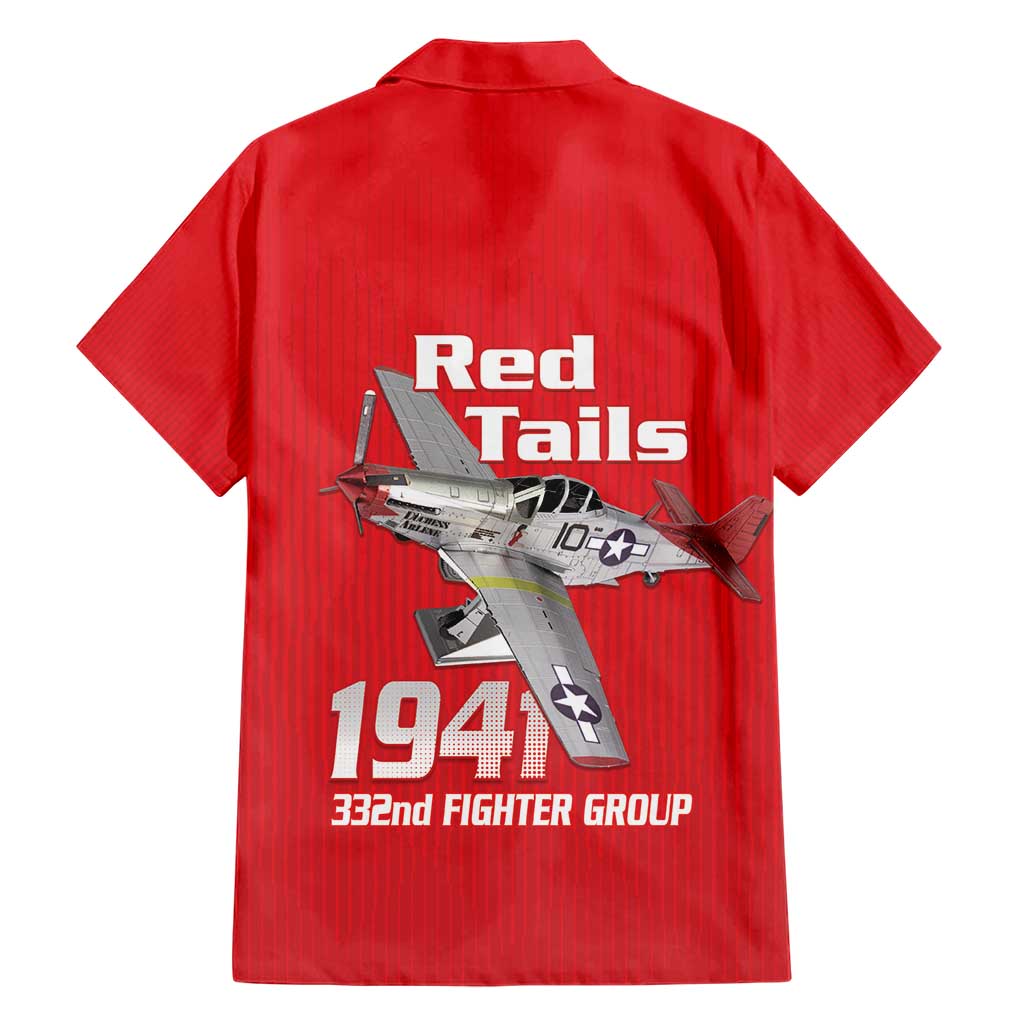 Tuskegee Red Tails Airmen Hawaiian Shirt P-51 Mustang 332nd Fighter Group - Red - Wonder Print Shop