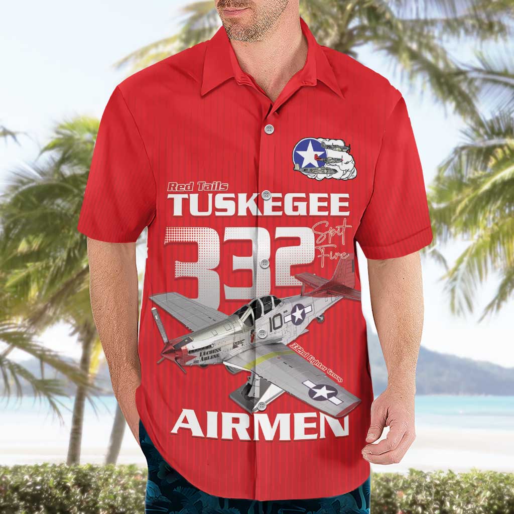 Tuskegee Red Tails Airmen Hawaiian Shirt P-51 Mustang 332nd Fighter Group - Red - Wonder Print Shop