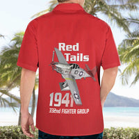 Tuskegee Red Tails Airmen Hawaiian Shirt P-51 Mustang 332nd Fighter Group - Red - Wonder Print Shop
