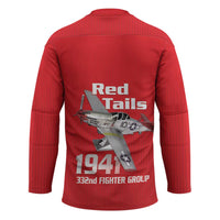 Tuskegee Red Tails Airmen Hockey Jersey P-51 Mustang 332nd Fighter Group - Red - Wonder Print Shop