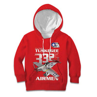 Tuskegee Red Tails Airmen Kid Hoodie P-51 Mustang 332nd Fighter Group - Red - Wonder Print Shop