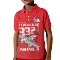 Tuskegee Red Tails Airmen Kid Polo Shirt P-51 Mustang 332nd Fighter Group - Red - Wonder Print Shop