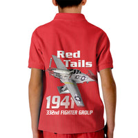 Tuskegee Red Tails Airmen Kid Polo Shirt P-51 Mustang 332nd Fighter Group - Red - Wonder Print Shop