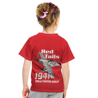 Tuskegee Red Tails Airmen Kid T Shirt P-51 Mustang 332nd Fighter Group - Red - Wonder Print Shop