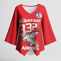 Tuskegee Red Tails Airmen Kimono Sleeve Blouse P-51 Mustang 332nd Fighter Group - Red - Wonder Print Shop