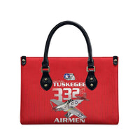 Tuskegee Red Tails Airmen Leather Bag P-51 Mustang 332nd Fighter Group - Red - Wonder Print Shop