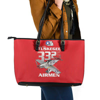 Tuskegee Red Tails Airmen Leather Tote Bag P-51 Mustang 332nd Fighter Group - Red - Wonder Print Shop