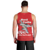 Tuskegee Red Tails Airmen Men Tank Top P-51 Mustang 332nd Fighter Group - Red - Wonder Print Shop
