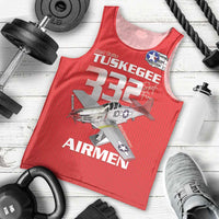 Tuskegee Red Tails Airmen Men Tank Top P-51 Mustang 332nd Fighter Group - Red - Wonder Print Shop