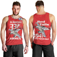 Tuskegee Red Tails Airmen Men Tank Top P-51 Mustang 332nd Fighter Group - Red - Wonder Print Shop