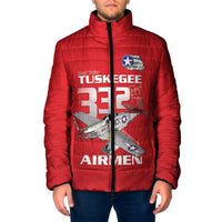 Tuskegee Red Tails Airmen Padded Jacket P-51 Mustang 332nd Fighter Group - Red - Wonder Print Shop
