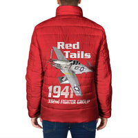Tuskegee Red Tails Airmen Padded Jacket P-51 Mustang 332nd Fighter Group - Red - Wonder Print Shop