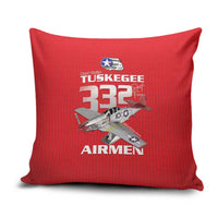 Tuskegee Red Tails Airmen Pillow Cover P-51 Mustang 332nd Fighter Group - Red - Wonder Print Shop
