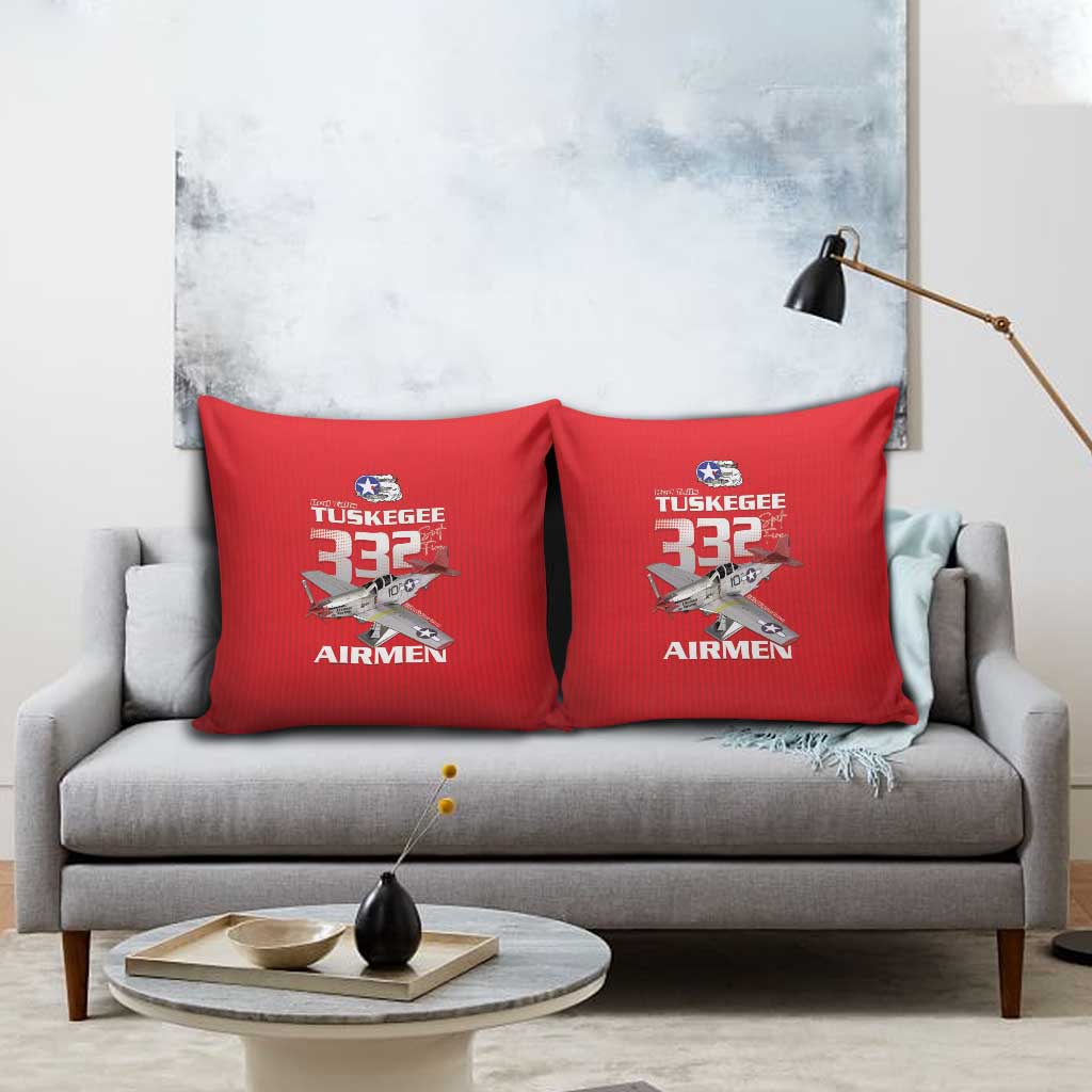 Tuskegee Red Tails Airmen Pillow Cover P-51 Mustang 332nd Fighter Group - Red - Wonder Print Shop