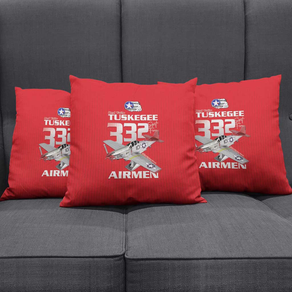 Tuskegee Red Tails Airmen Pillow Cover P-51 Mustang 332nd Fighter Group - Red - Wonder Print Shop