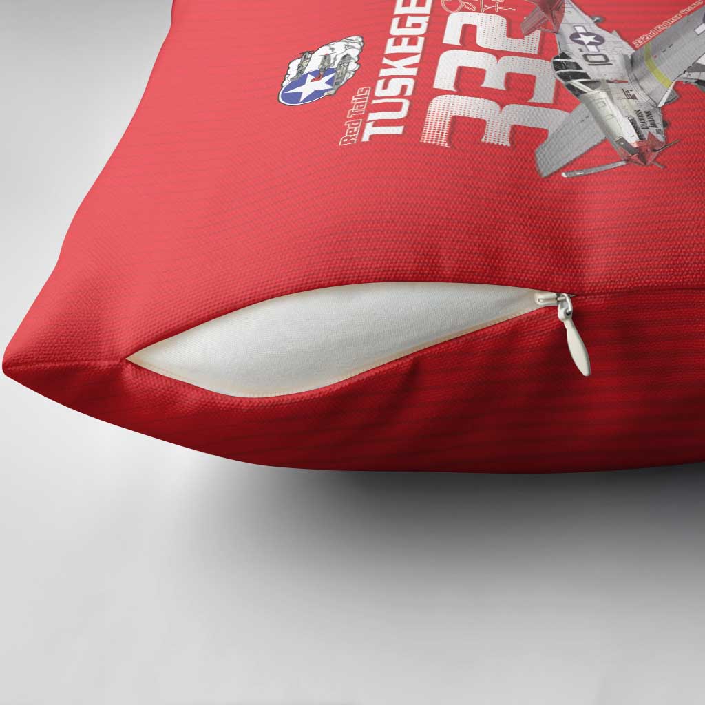 Tuskegee Red Tails Airmen Pillow Cover P-51 Mustang 332nd Fighter Group - Red - Wonder Print Shop