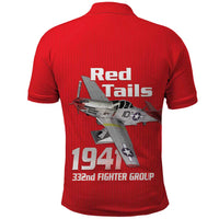 Tuskegee Red Tails Airmen Polo Shirt P-51 Mustang 332nd Fighter Group - Red - Wonder Print Shop
