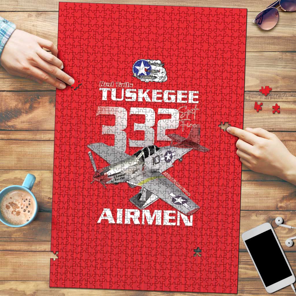 Tuskegee Red Tails Airmen Puzzle P-51 Mustang 332nd Fighter Group - Red - Wonder Print Shop