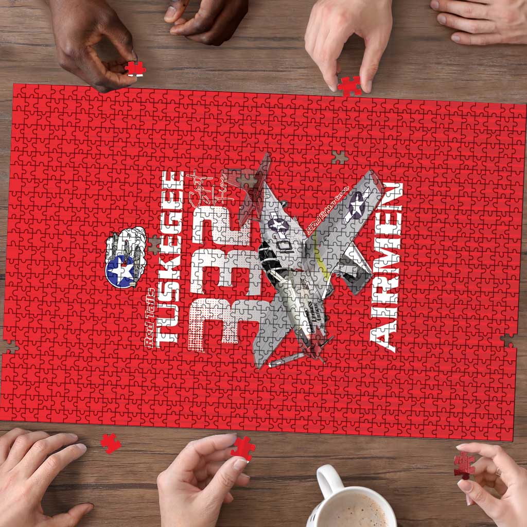 Tuskegee Red Tails Airmen Puzzle P-51 Mustang 332nd Fighter Group - Red - Wonder Print Shop