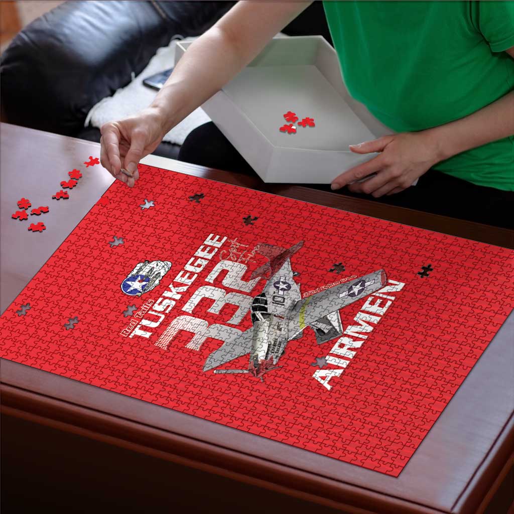 Tuskegee Red Tails Airmen Puzzle P-51 Mustang 332nd Fighter Group - Red - Wonder Print Shop