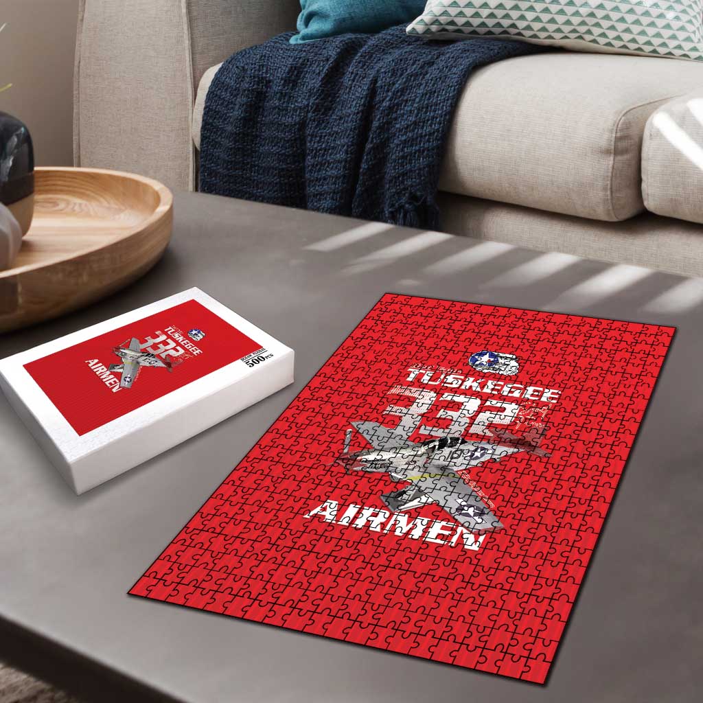 Tuskegee Red Tails Airmen Puzzle P-51 Mustang 332nd Fighter Group - Red - Wonder Print Shop