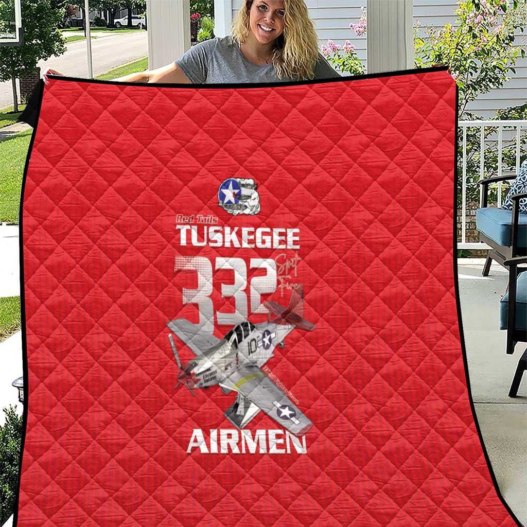 Tuskegee Red Tails Airmen Quilt P-51 Mustang 332nd Fighter Group - Red - Wonder Print Shop