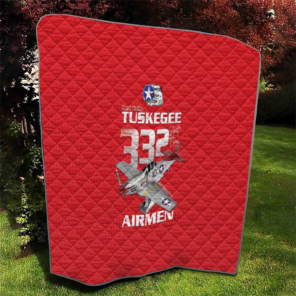 Tuskegee Red Tails Airmen Quilt P-51 Mustang 332nd Fighter Group - Red - Wonder Print Shop