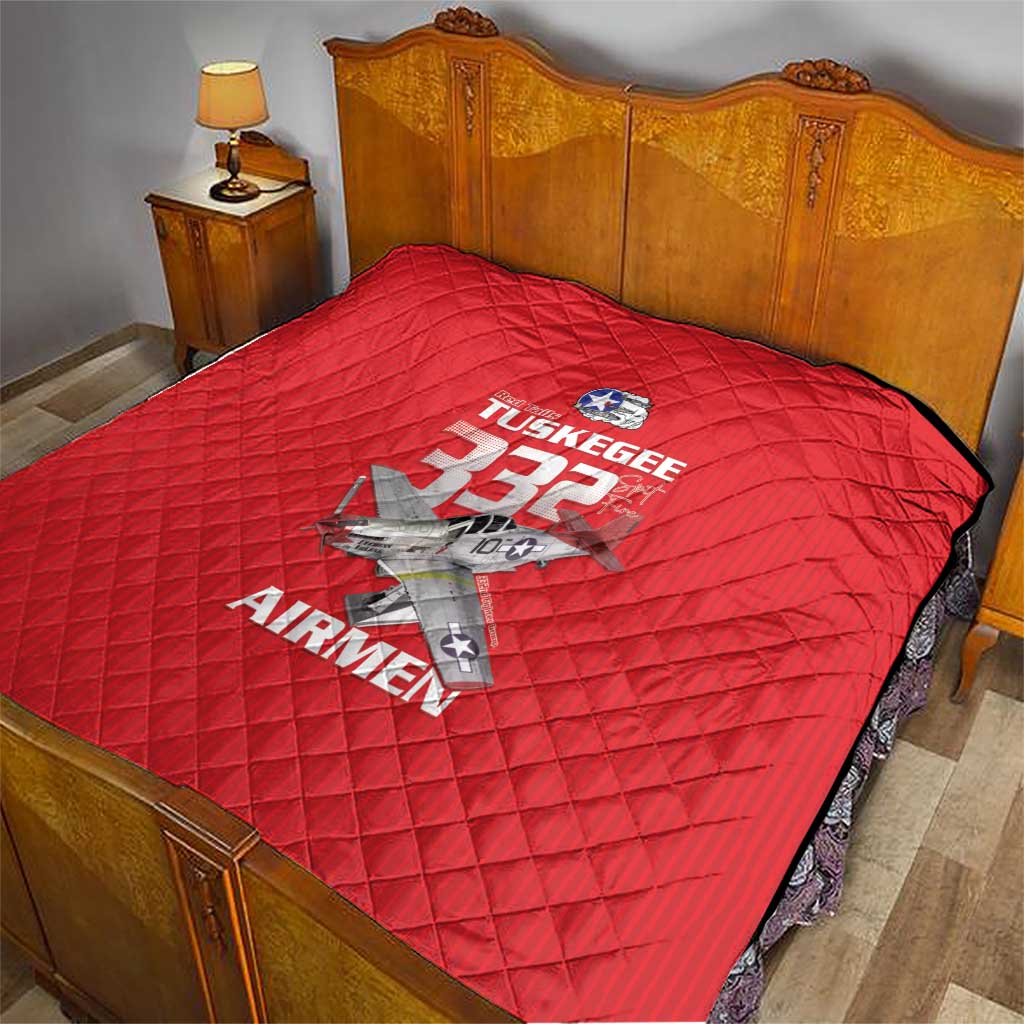 Tuskegee Red Tails Airmen Quilt P-51 Mustang 332nd Fighter Group - Red - Wonder Print Shop