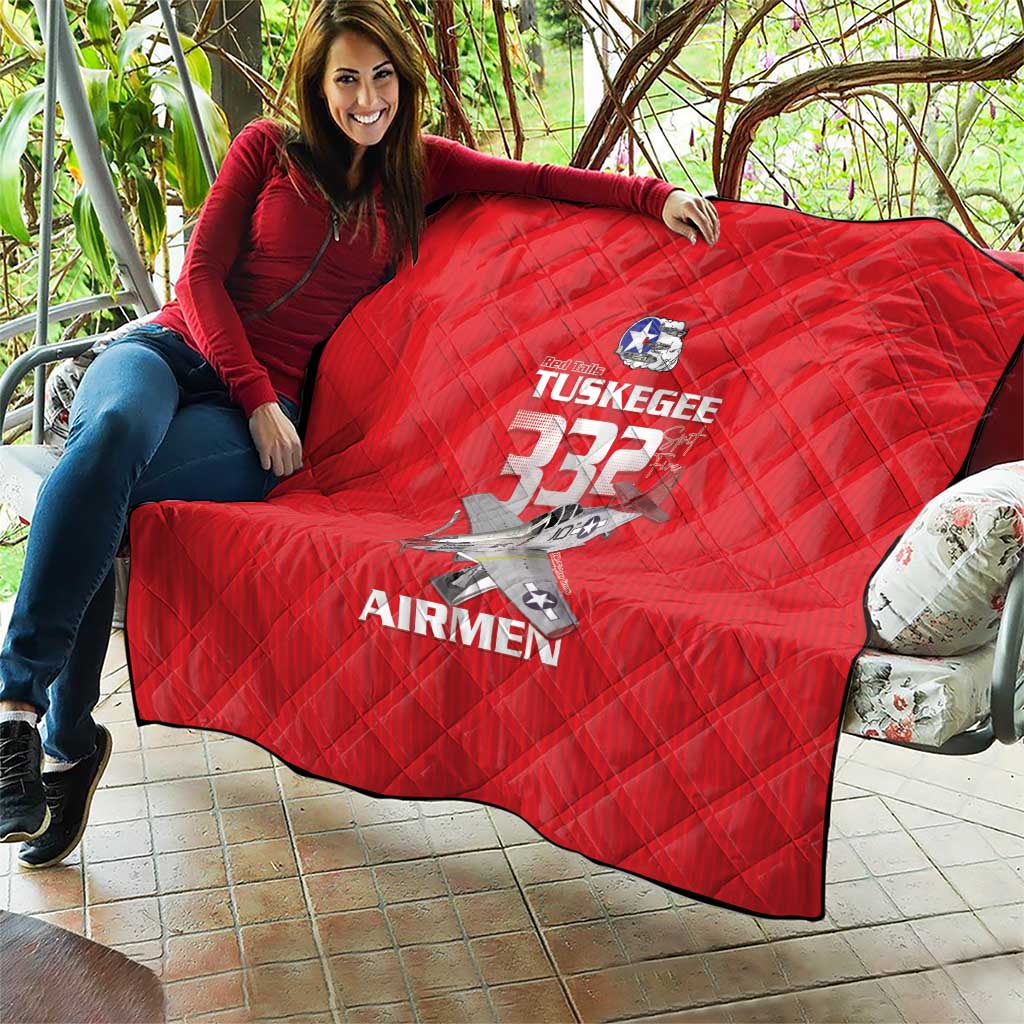 Tuskegee Red Tails Airmen Quilt P-51 Mustang 332nd Fighter Group - Red - Wonder Print Shop