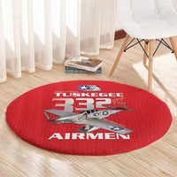 Tuskegee Red Tails Airmen Round Carpet P-51 Mustang 332nd Fighter Group - Red - Wonder Print Shop