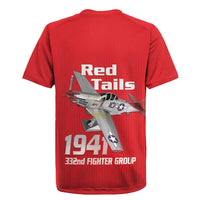 Tuskegee Red Tails Airmen Rugby Jersey P-51 Mustang 332nd Fighter Group - Red - Wonder Print Shop